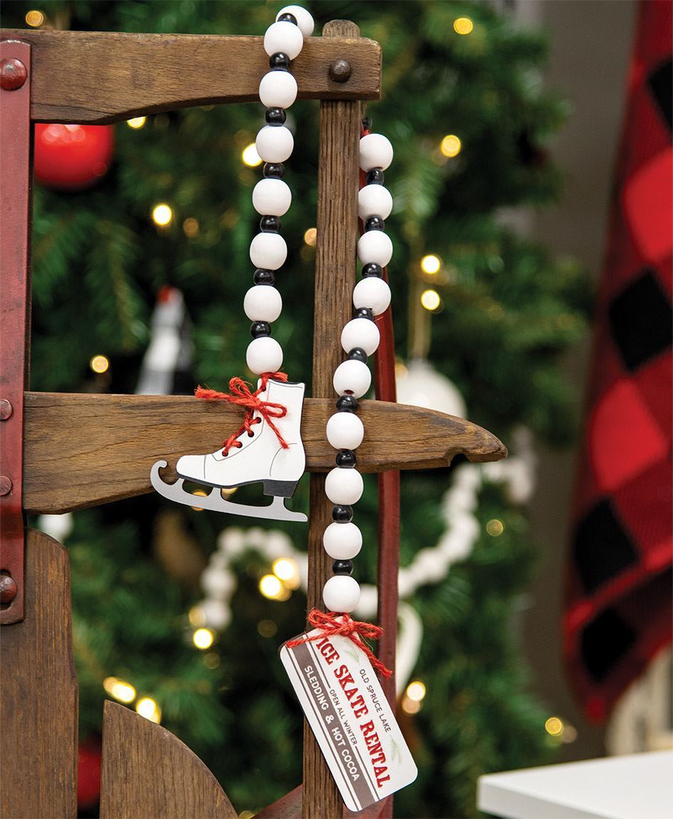 Black & White Ice Skate Rental Beaded Garland