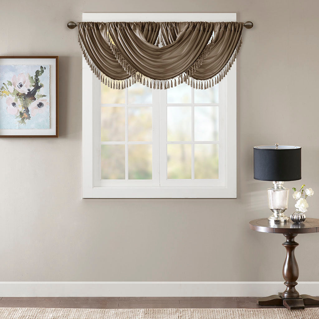 Elena Faux Silk Waterfall Embellished Valance