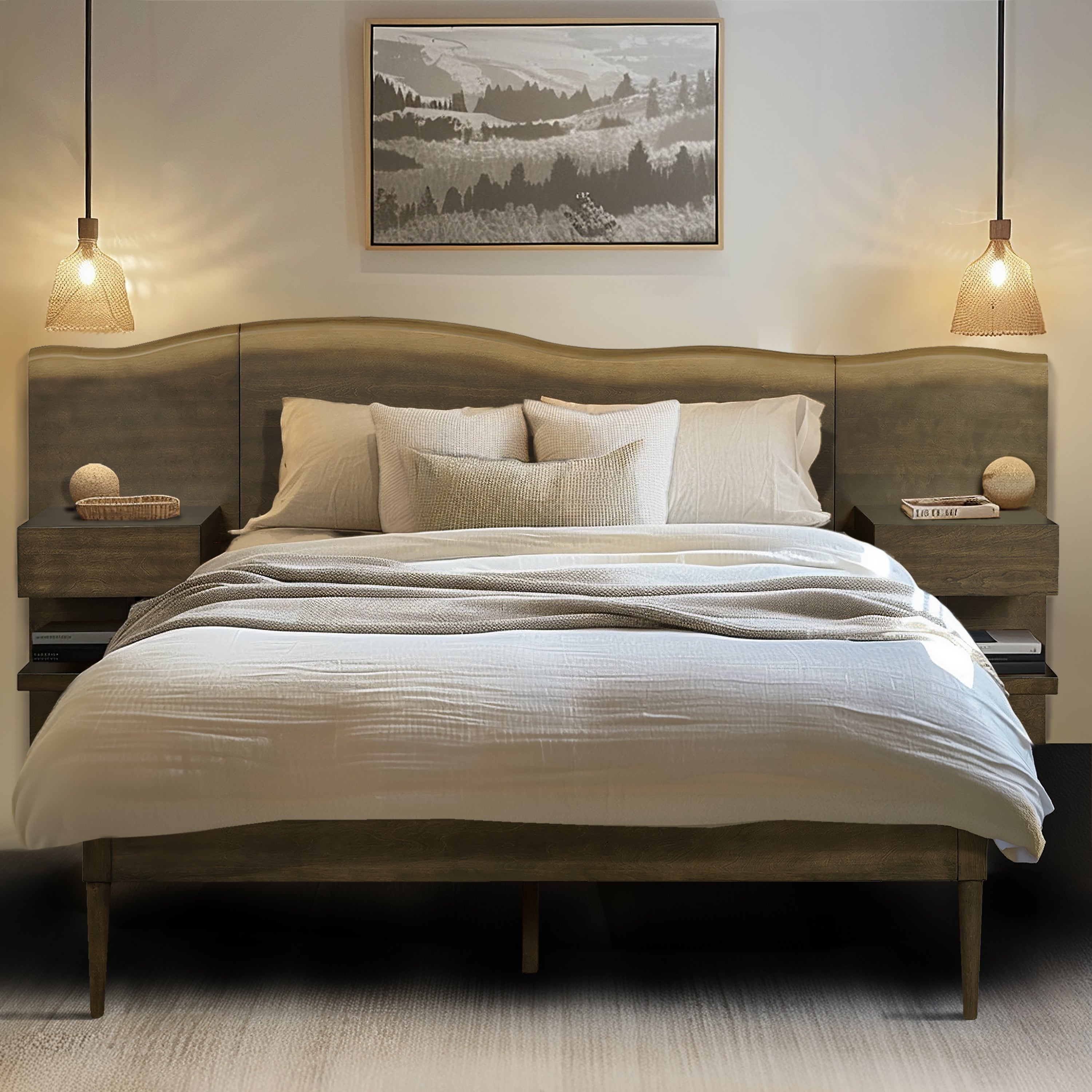 Clark Woven Faux Leather Bed Queen