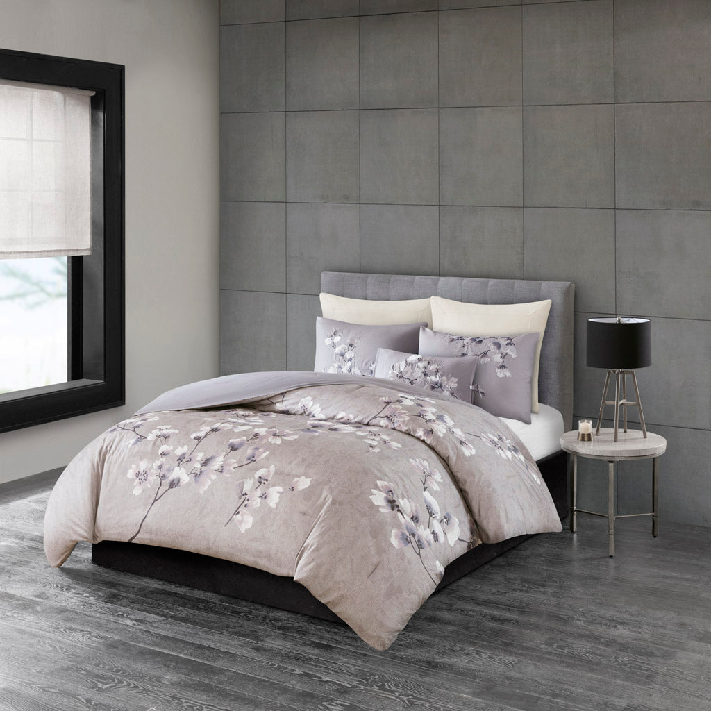 Sakura Blossom 3 Piece Cotton Sateen Printed Comforter Set