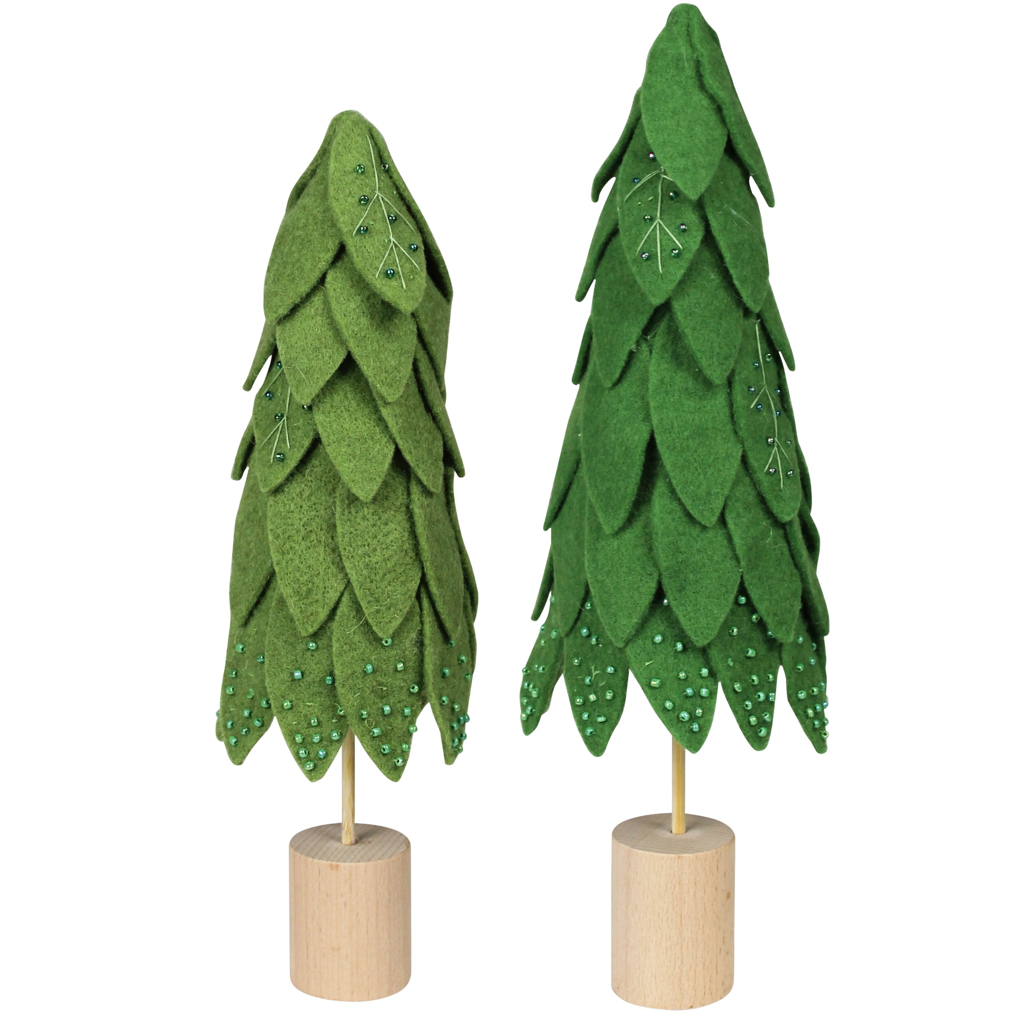 Trees with Embroidered Leaves, Felt, Set/2