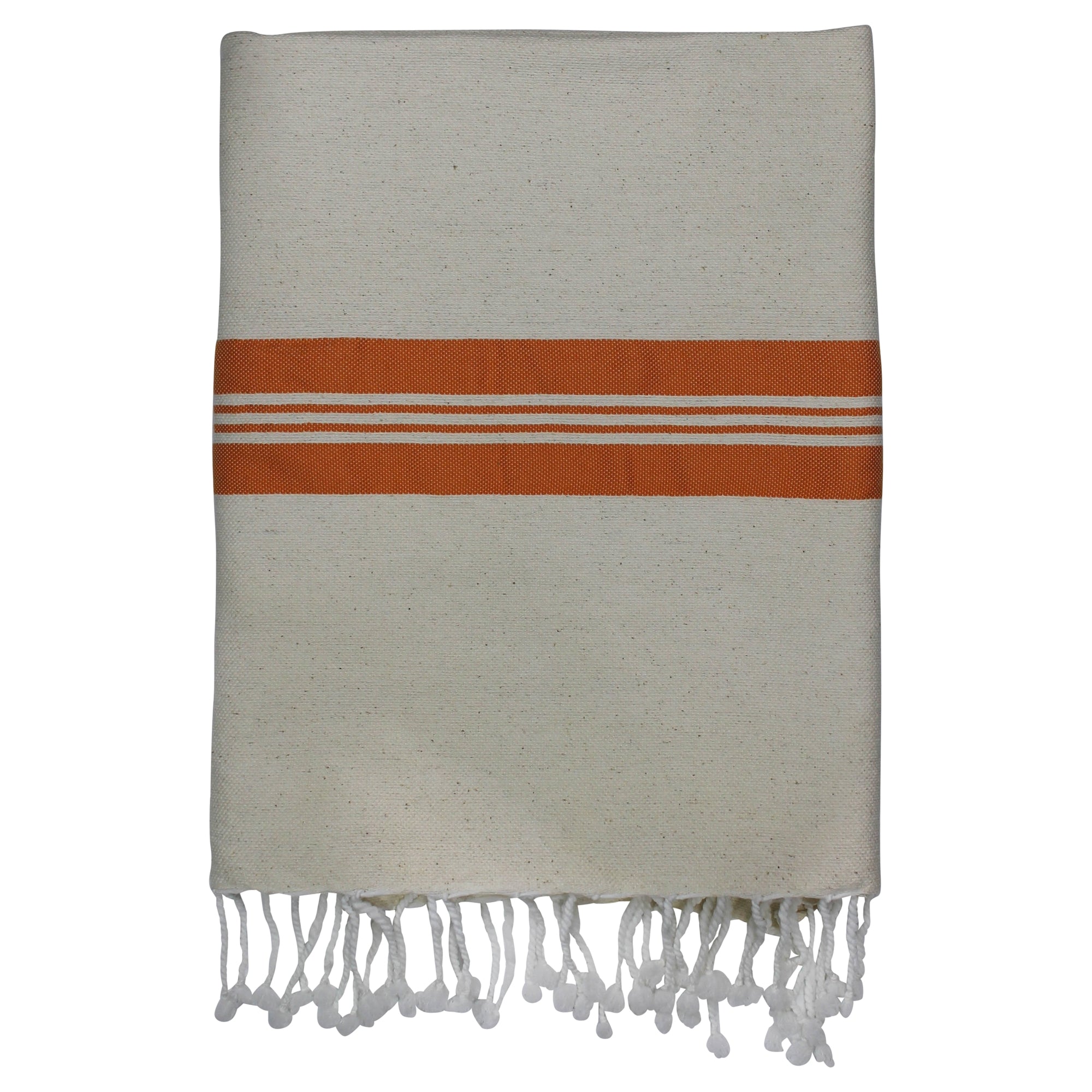 Towel with Wide Stripe, Deep Orange, Cotton