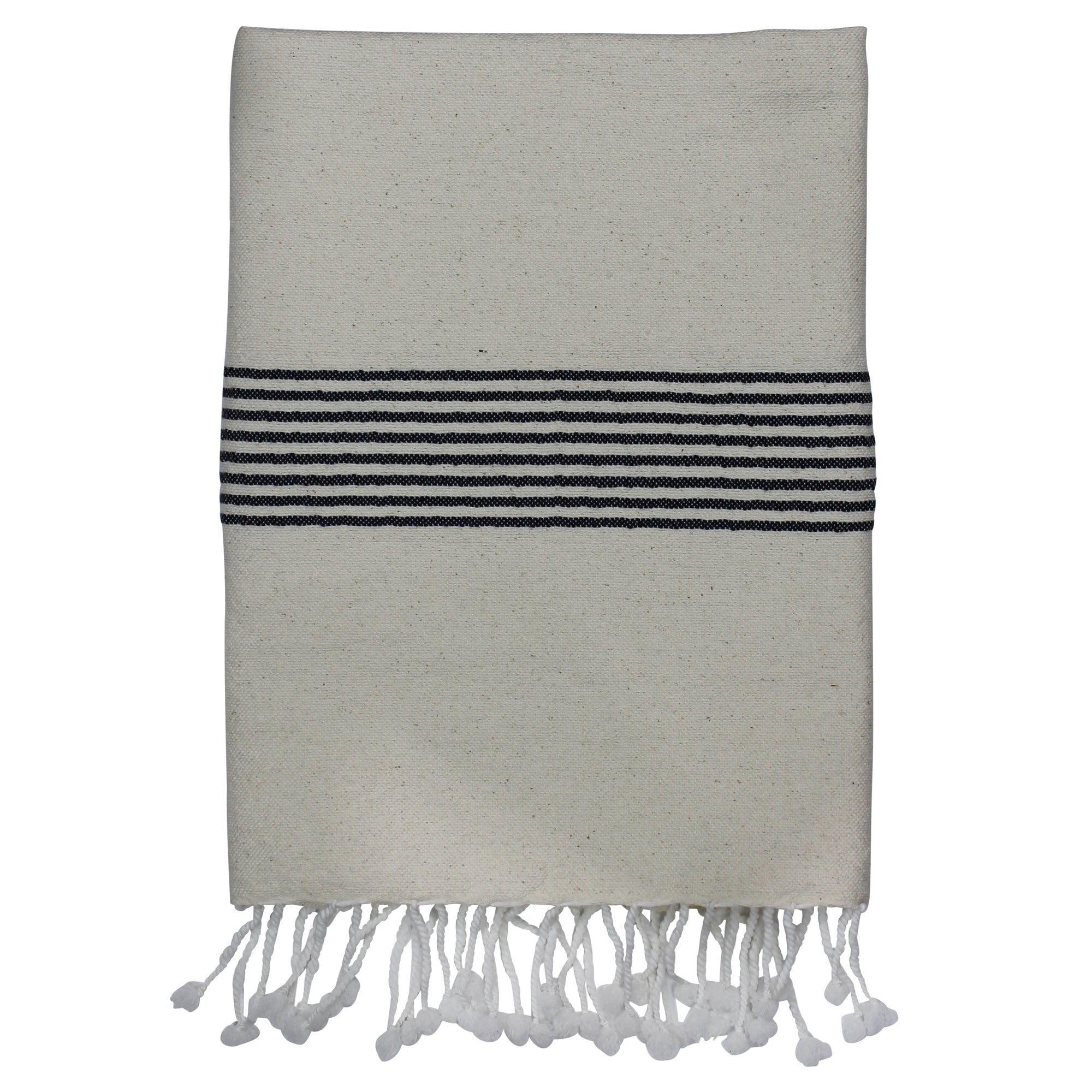 Towel with Narrow Stripe, Marine Blue, Cotton