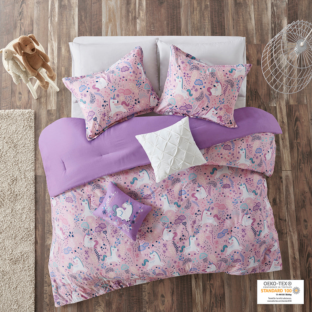 Lola Floral Reversible Cotton Comforter Set with Throw Pillow