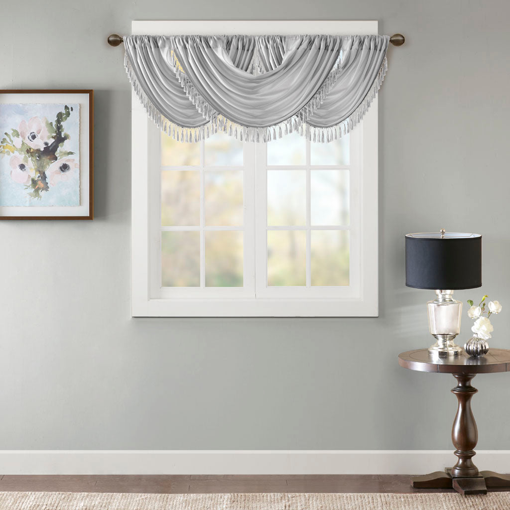 Elena Faux Silk Waterfall Embellished Valance