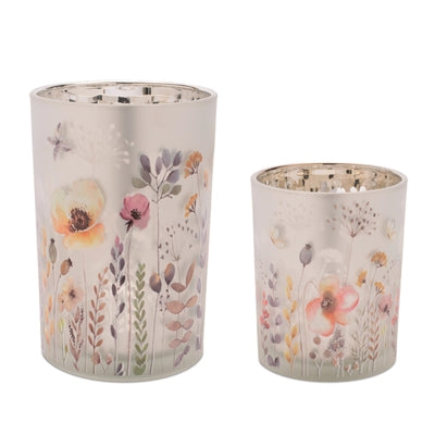 Candle Holder (Set of 2) 4"D x 5"H, 4.5"D x 7"H Glass