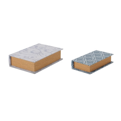 Book Box (Set of 2) 4.75"L x 8"H, 6.75"L x 10"H MDF/Polyester