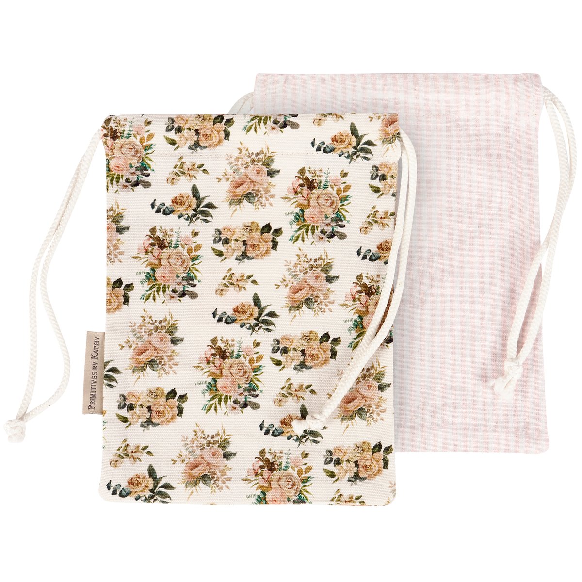 Cabbage Rose Drawstring Pouches (S/2)