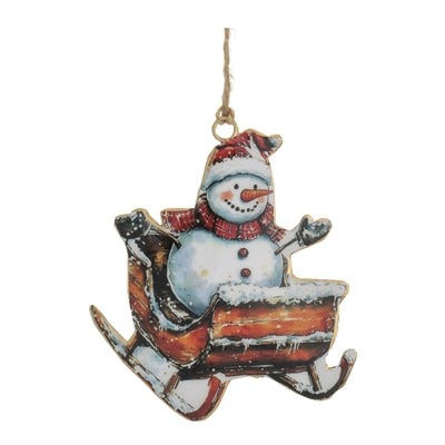 Snowman in Sleigh Ornament