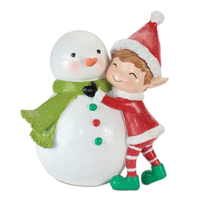 Elf Hugging Snowman
