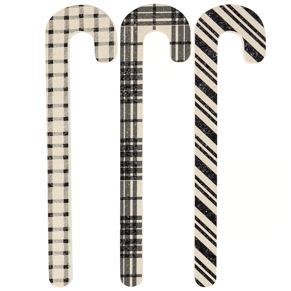 Black Patterned Candy Canes (S/3)