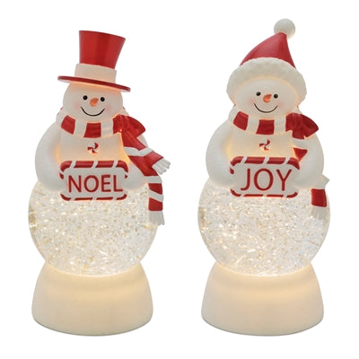 LED Snowman Snow Globe (S/2)