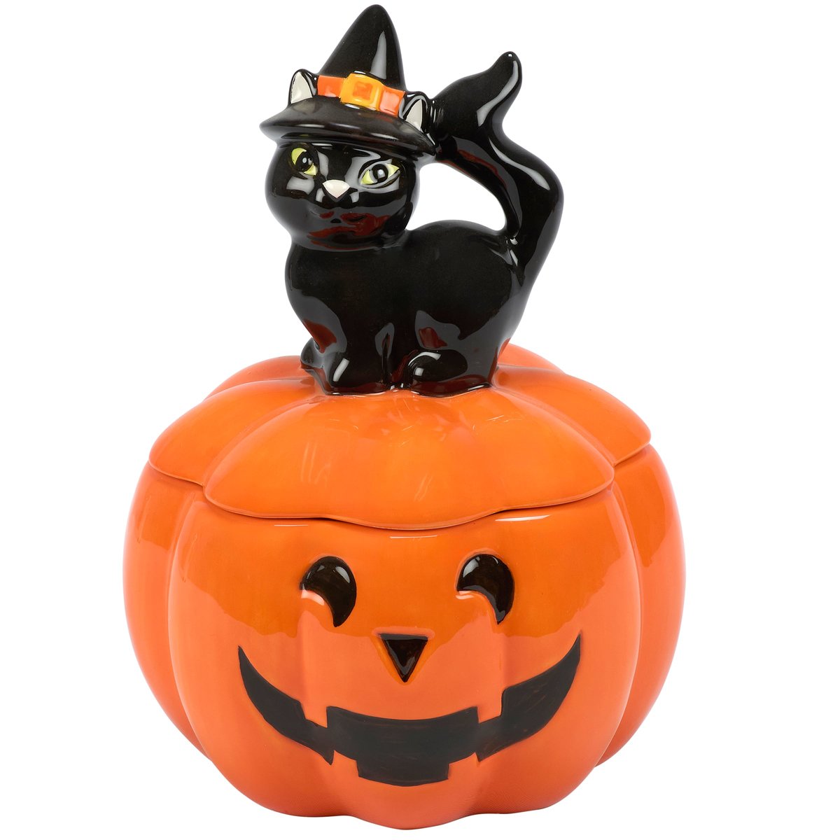 Black Cat Jack O' Lantern Jar