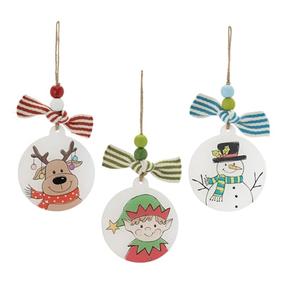Snowman/Deer/Elf Ornament (S/3)
