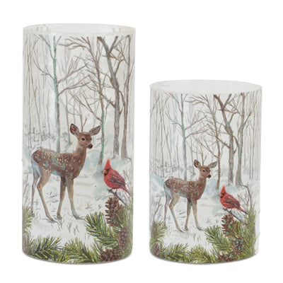 Deer and Cardinal Candle Holder (S/2)