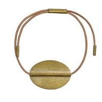 Aga Bracelet with Oval Brass - Natural Leather