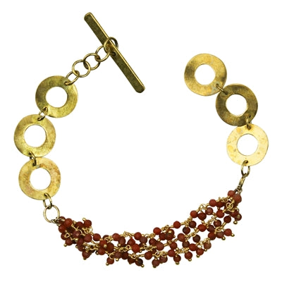 Bracelet, Brass, Carnelian Beaded Chain