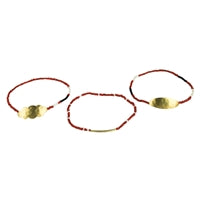 Quay Beaded Bracelets, Red - Set of 3