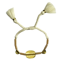 Bracelet, Brass Oval, Blush Glass Bead