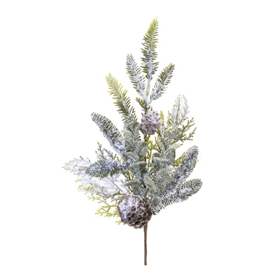 Flocked Mixed Pine Spray