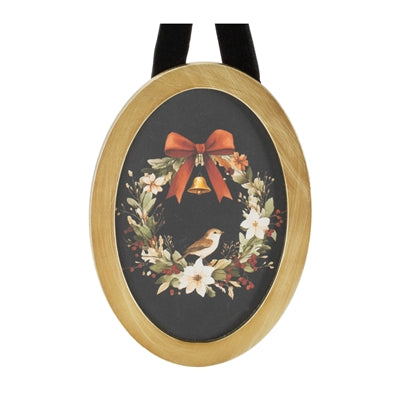 Bird and Poinsettia Frame w/Ribbon