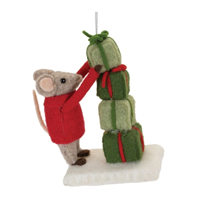 Mouse w/Package Stack Ornament