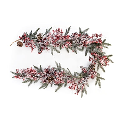 Flocked Pine and Berry Garland
