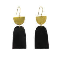 Leucadia Earrings, Brass & Horn - Arches - Dark Horn