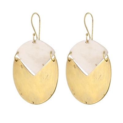 Padang Linked Oval Earring - Light Horn, Brass