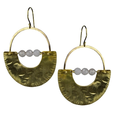 Canyon Earring, Brass, White Onyx