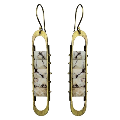 Capsule Earring, Brass, Chrysoprase