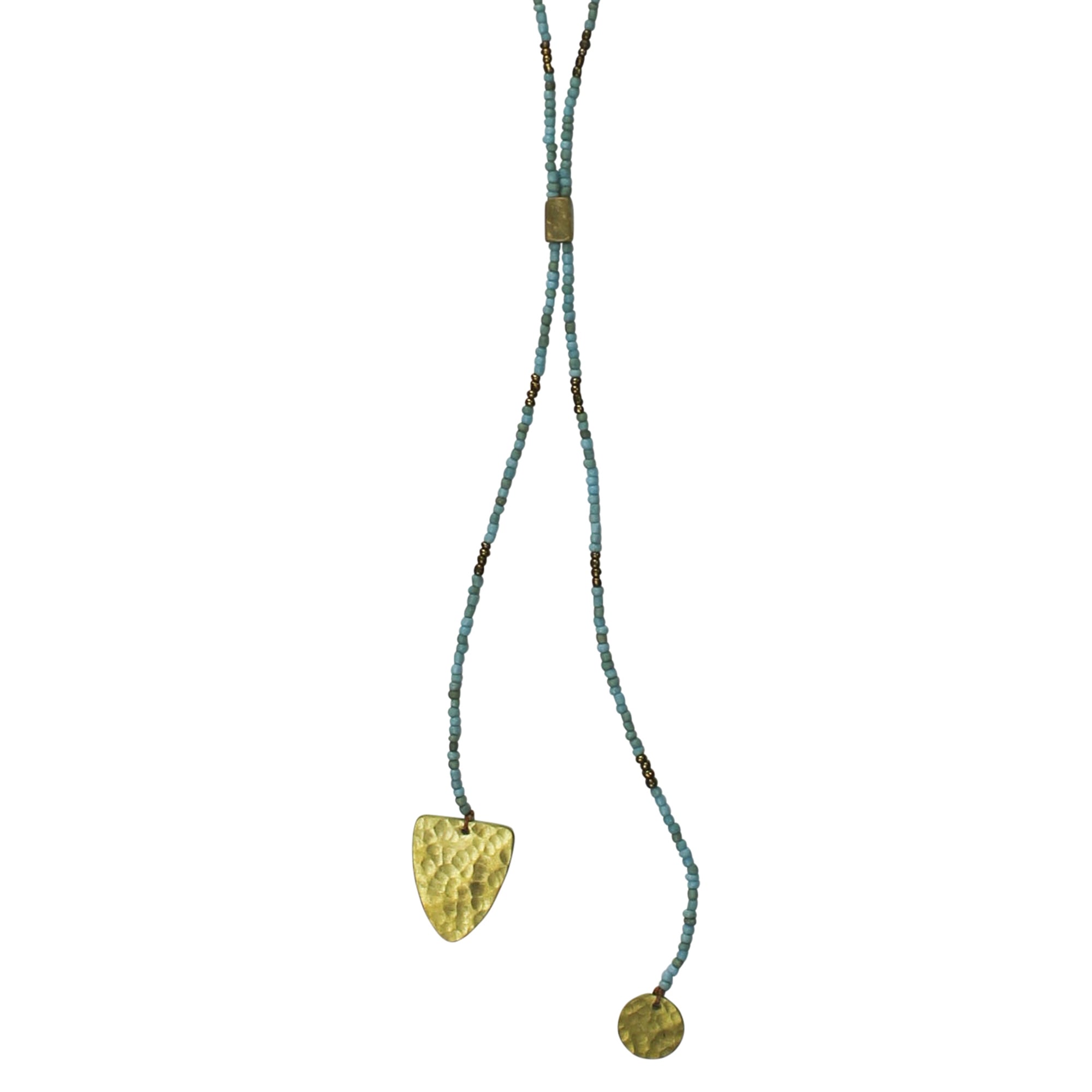 Lariat Pendant, Teal Beads