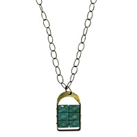 Capsule Necklace, Brass, Turquoise