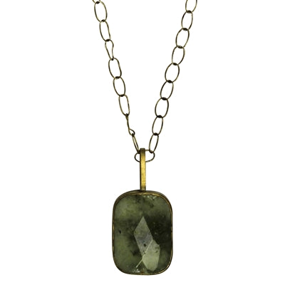 Necklace, Brass, Green Garnet & Tourmaline