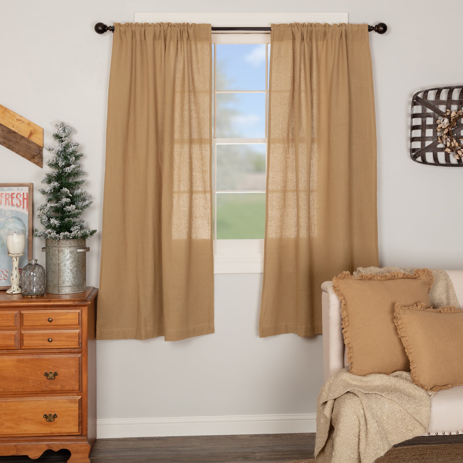 Burlap Natural Short Panel Set of 2