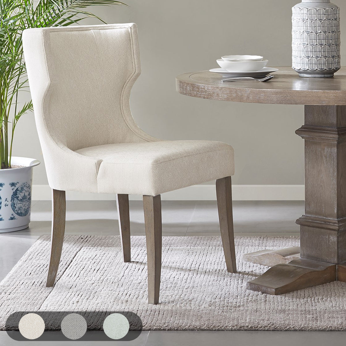Carson Skirted Dining Arm Chair with Casters