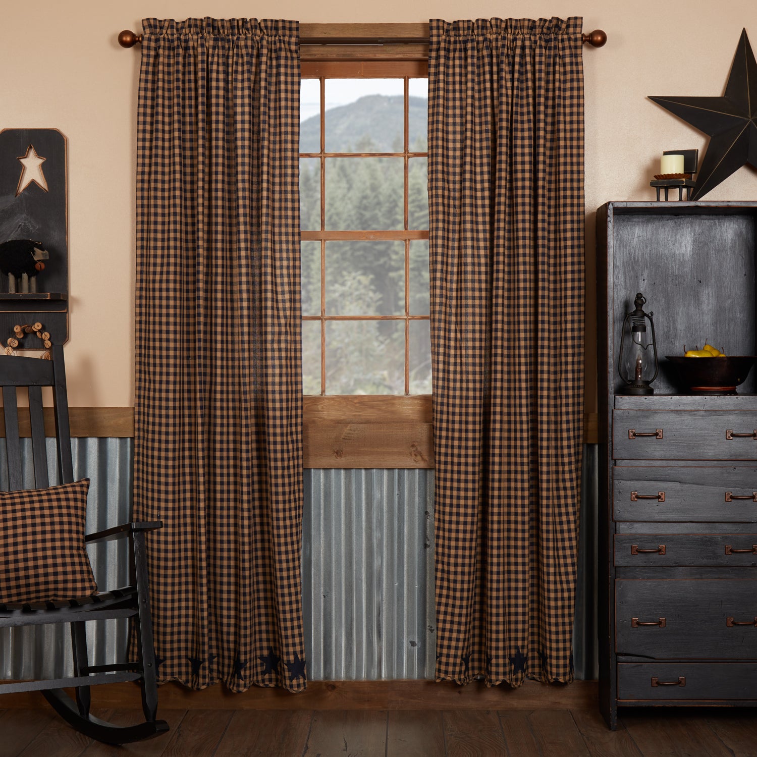Navy Star Scalloped Panel Set of 2