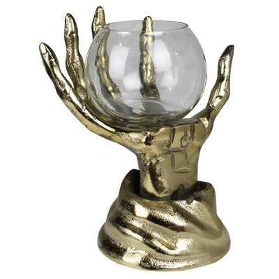 Skeleton Hand with Glass Bowl