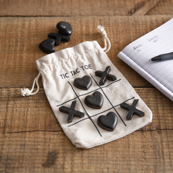 Travel Heart Tic-Tac-Toe Game in Drawstring Bag