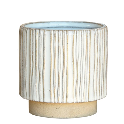Ramos Vertical Stripe Cachepot, Stoneware - 4"