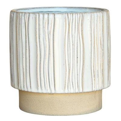 Ramos Vertical Stripe Cachepot, Stoneware - 6"