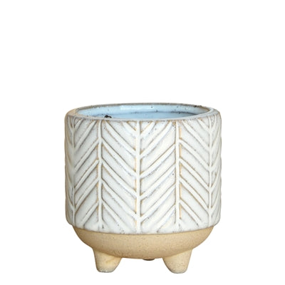 Ramos Chevron Cachepot, Stoneware - 2.5"