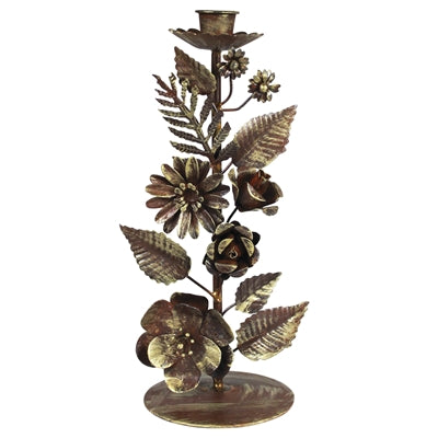 Barranca Floral Taper Holder, Metal