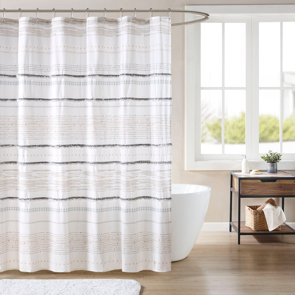 Nea Cotton Jacquard Shower Curtain