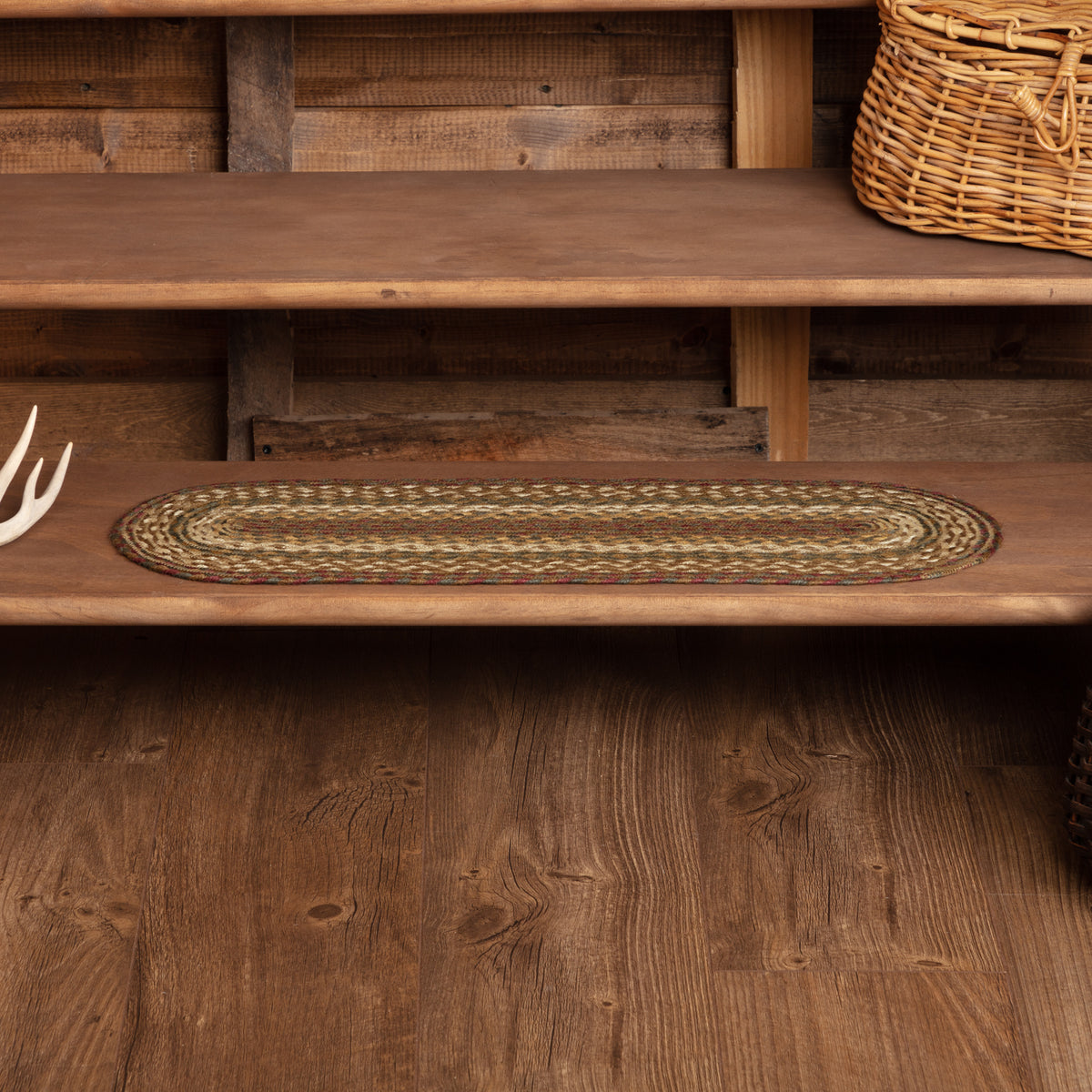 Tea Cabin Jute Stair Tread Oval Latex 8.5x27