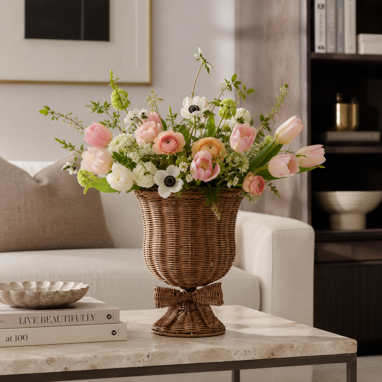 Rattan Urn w/ Bow