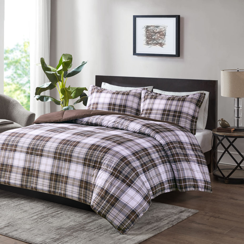 Parkston Pintuck Sherpa Down Alternative Comforter Set