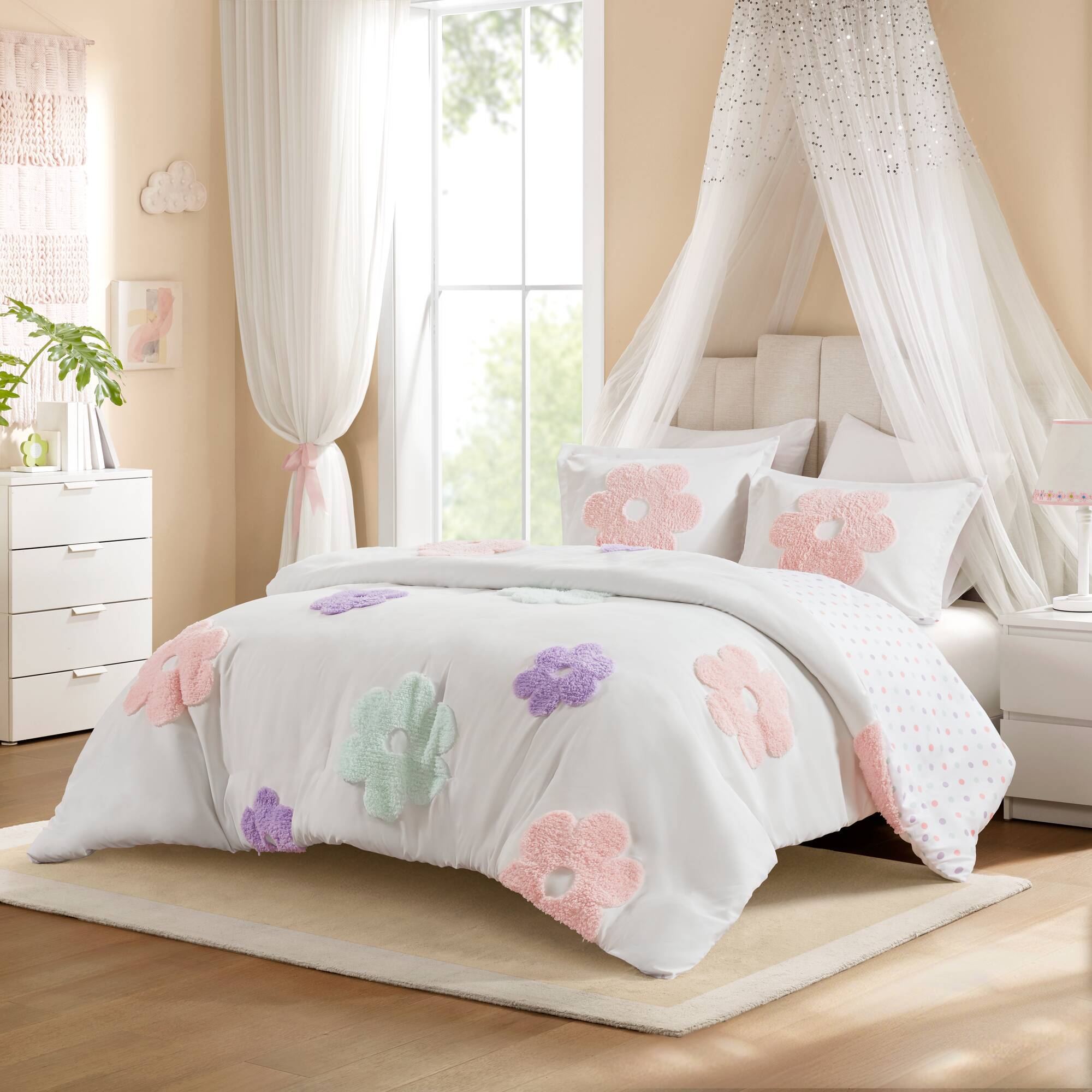 Gracie Cotton Duvet Cover Set with Chenille Trim
