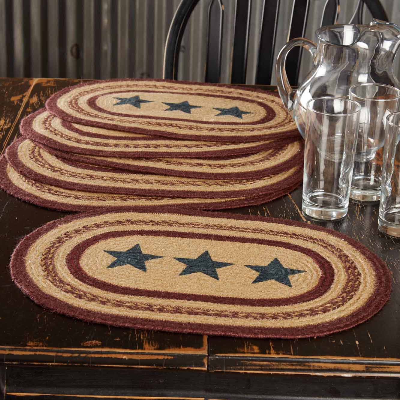 Potomac Jute Placemat Stencil Stars Set of 6