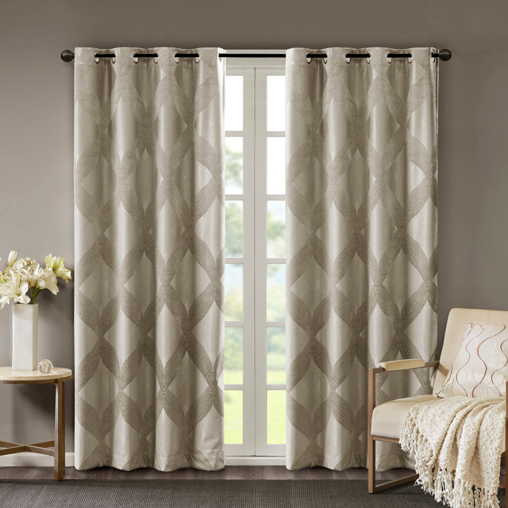 Bentley Ogee Knitted Jacquard Total Blackout Curtain Panel